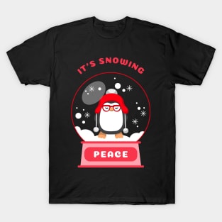 It Is Snowing Peace Penguin (Red) T-Shirt